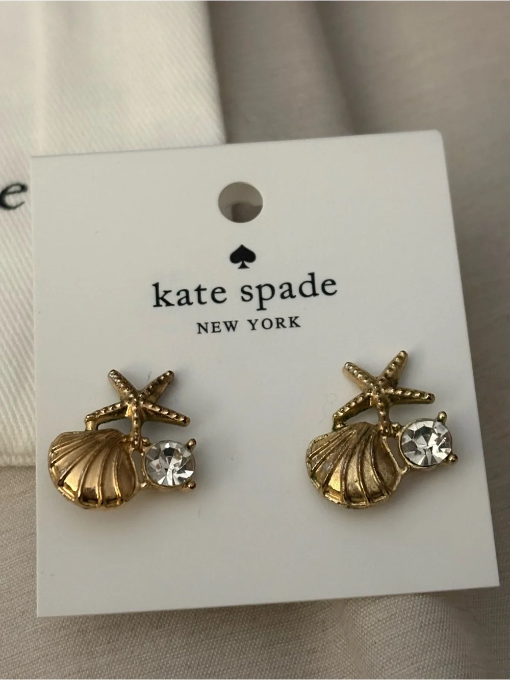 Kate Spade Shell & Diamond Earrings w/dustbag